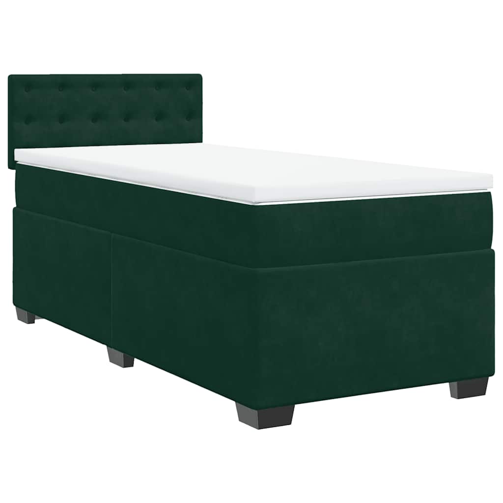 vidaXL Boxspring met matras fluweel donkergroen 80x200 cm groen, foto 3