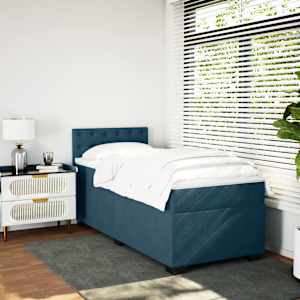 Box spring postel s matrací tmavě modrá 80 x 200 cm samet - obrázek 3