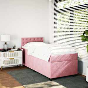 Box spring postel s matrací růžová 80 x 200 cm samet - obrázek 3