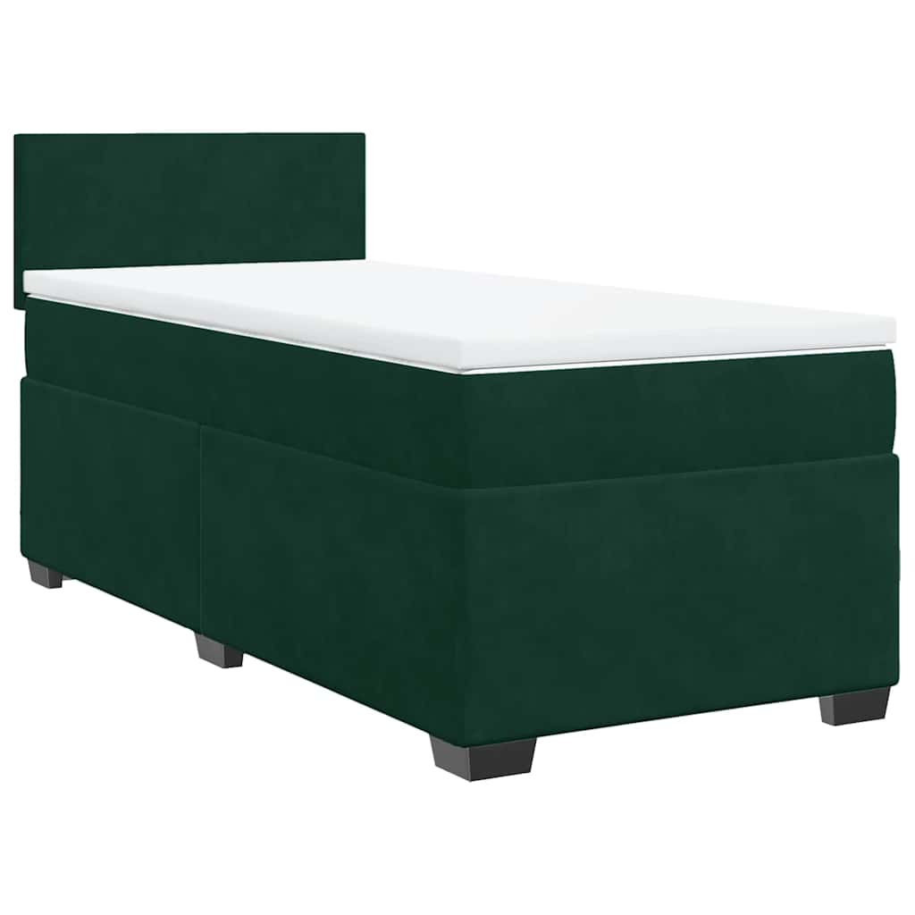 Thumbnail - vidaXL Boxspringbett mit Matratze Dunkelgrün 90x190 cm Samt