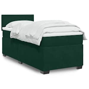 Box spring postel s matrací tmavě zelená 90x190 cm samet - obrázek 1