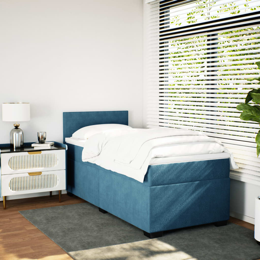 Thumbnail - vidaXL Boxspringbett mit Matratze Dunkelblau 90x190 cm Samt