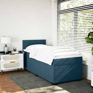 Box spring postel s matrací tmavě modrá 90x190 cm samet - obrázek 3