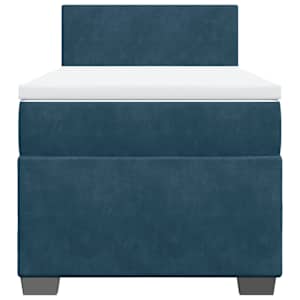 Box spring postel s matrací tmavě modrá 90x190 cm samet - obrázek 4