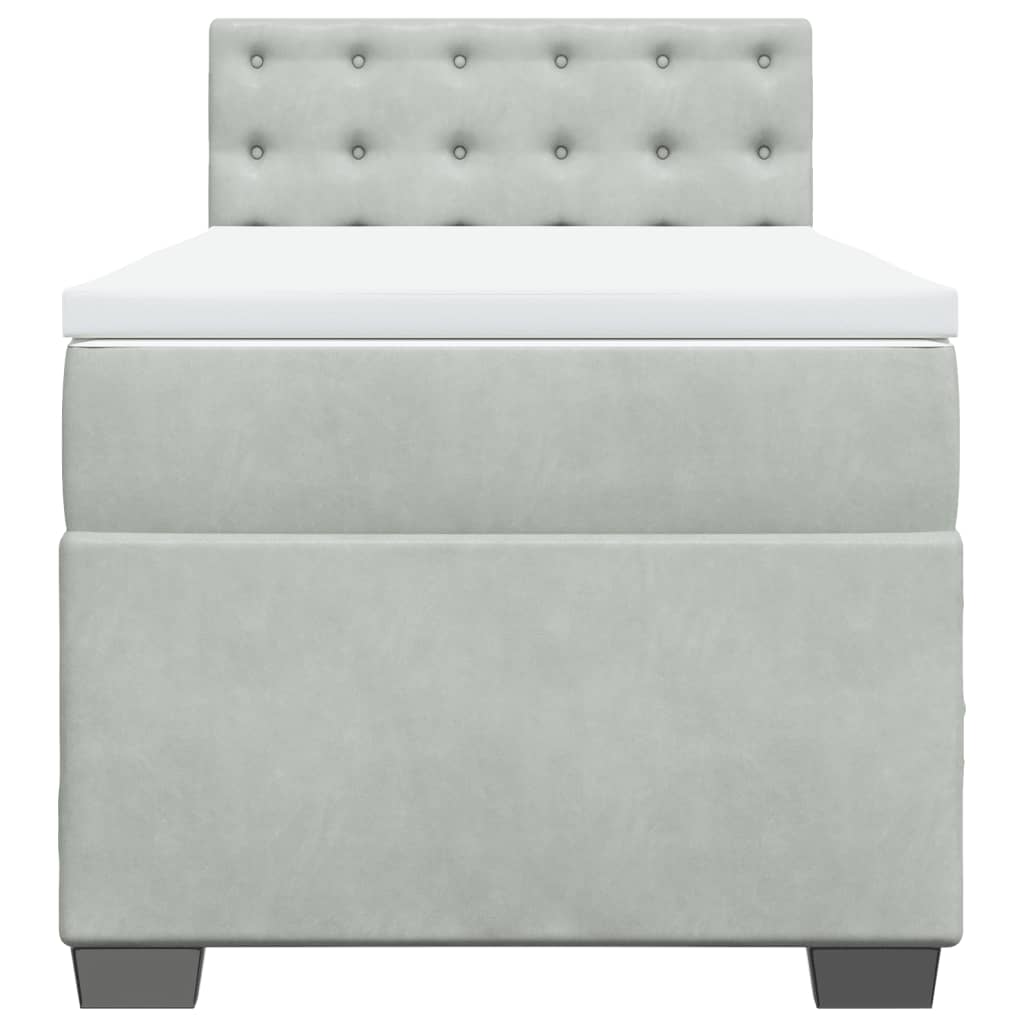 vidaXL Boxspring met matras fluweel lichtgrijs 90x190 cm grijs, foto 4