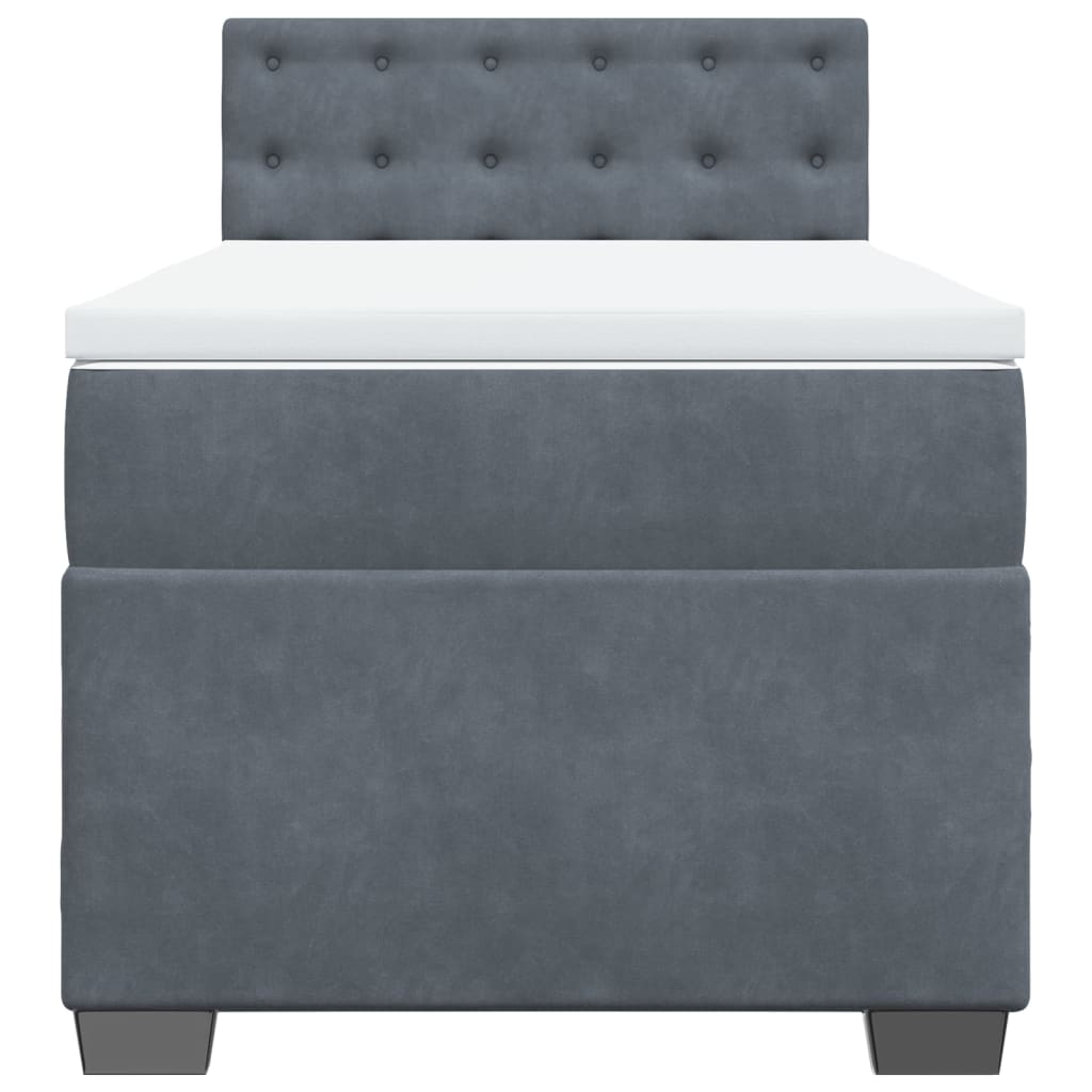vidaXL Boxspring met matras fluweel donkergrijs 90x190 cm grijs, foto 4