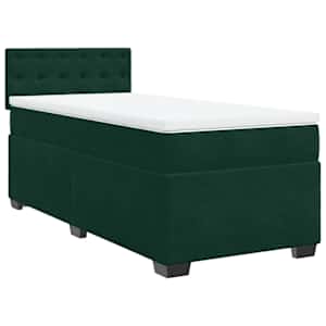 Box spring postel s matrací tmavě zelená 90x190 cm samet - obrázek 2