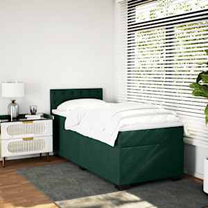 Box spring postel s matrací tmavě zelená 90x190 cm samet - obrázek 3