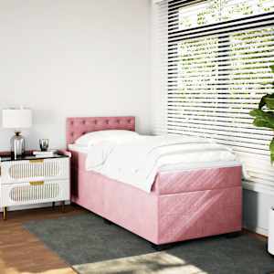 Box spring postel s matrací růžová 90x190 cm samet - obrázek 3