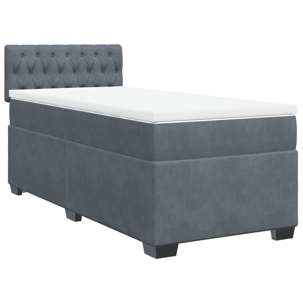vidaXL Boxspring met matras fluweel donkergrijs 90x190 cm grijs, foto 3