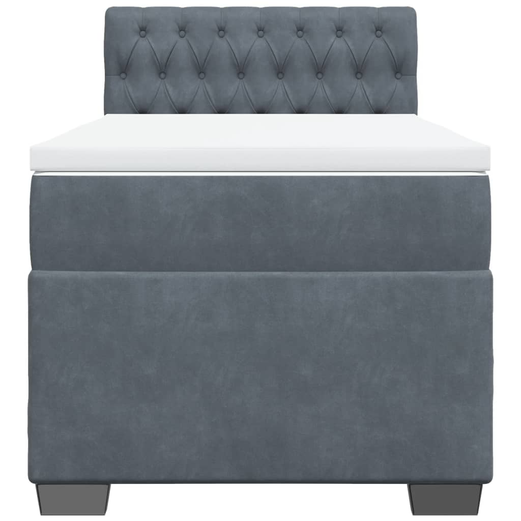 vidaXL Boxspring met matras fluweel donkergrijs 90x190 cm grijs, foto 4