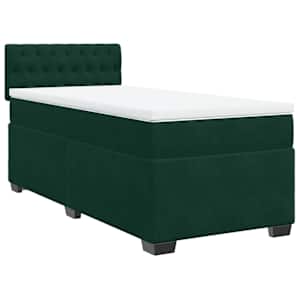 Box spring postel s matrací tmavě zelená 90x190 cm samet - obrázek 2