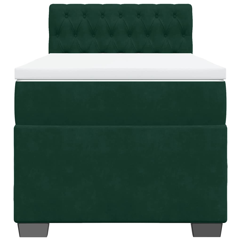 vidaXL Boxspring met matras fluweel donkergroen 90x190 cm groen, foto 4