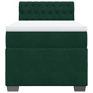 Box spring postel s matrací tmavě zelená 90x190 cm samet - obrázek 4
