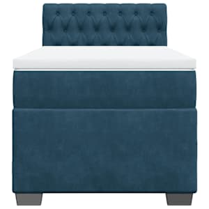 Box spring postel s matrací tmavě modrá 90x190 cm samet - obrázek 4