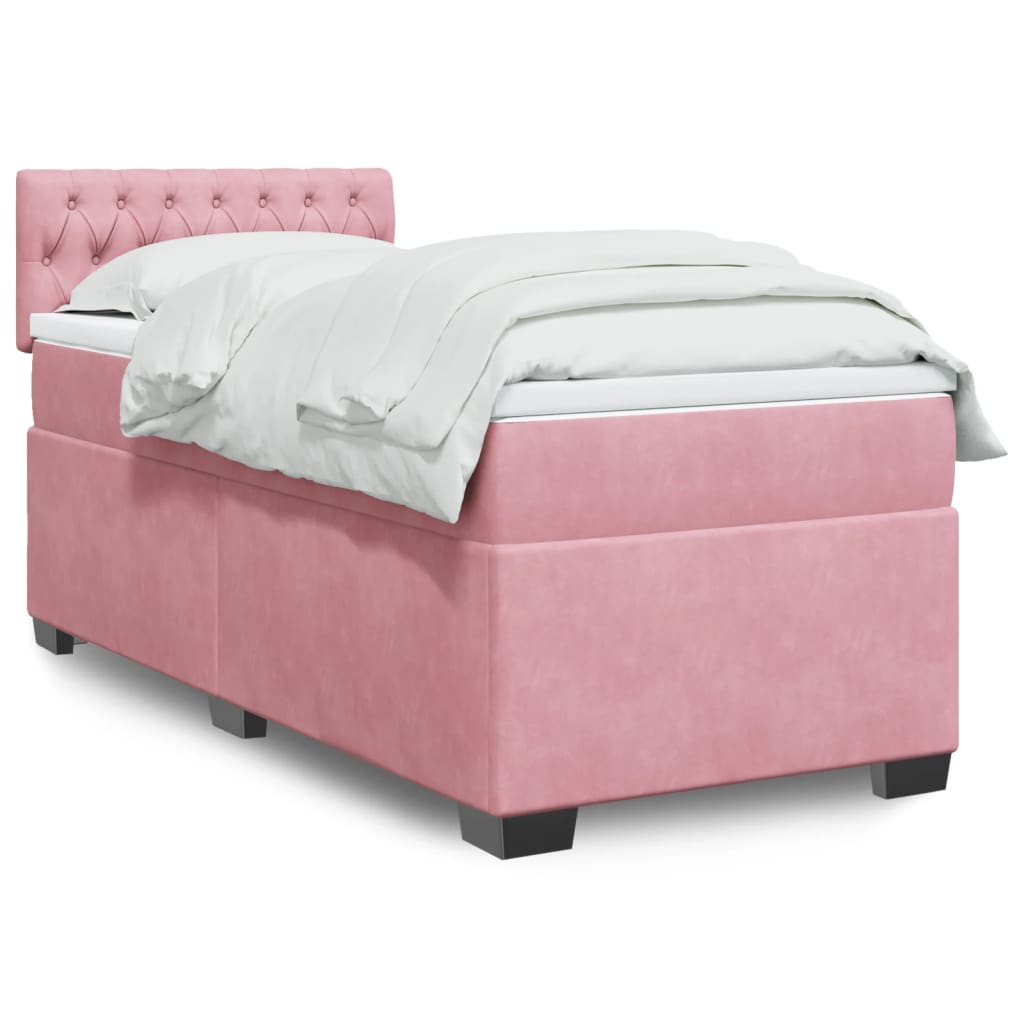 Boxspringbett mit Matratze Rosa 90×190 cm Samt