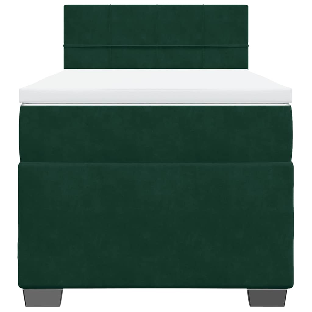 vidaXL Boxspring met matras fluweel donkergroen 90x190 cm groen, foto 4