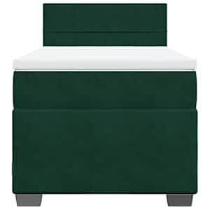 Box spring postel s matrací tmavě zelená 90x190 cm samet - obrázek 4