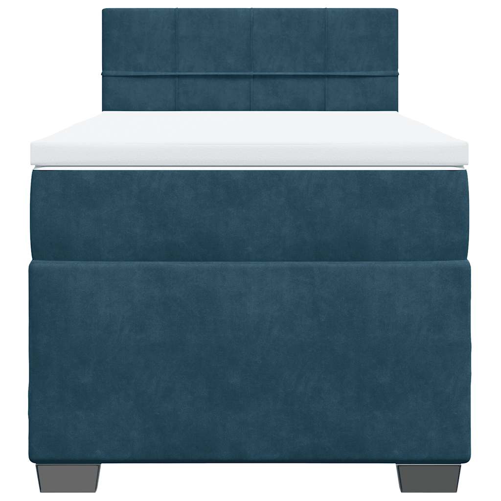 vidaXL Boxspring met matras fluweel donkerblauw 90x190 cm blauw, foto 4