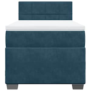 Box spring postel s matrací tmavě modrá 90x190 cm samet - obrázek 4
