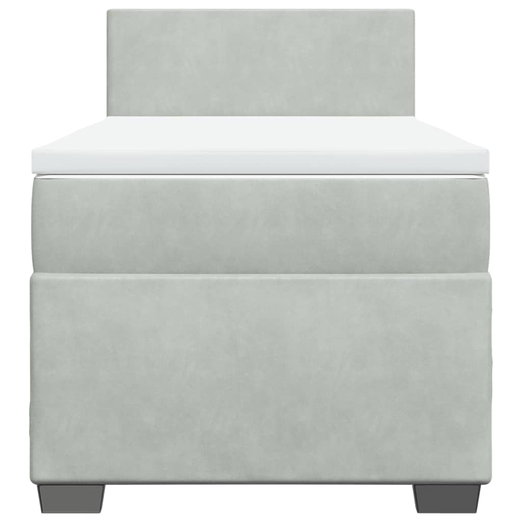 vidaXL Boxspring met matras fluweel lichtgrijs 90x200 cm grijs, foto 4