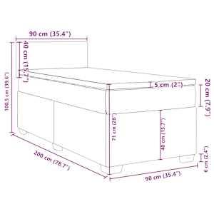 Box spring postel s matrací tmavě šedá 90x200 cm samet - obrázek 13