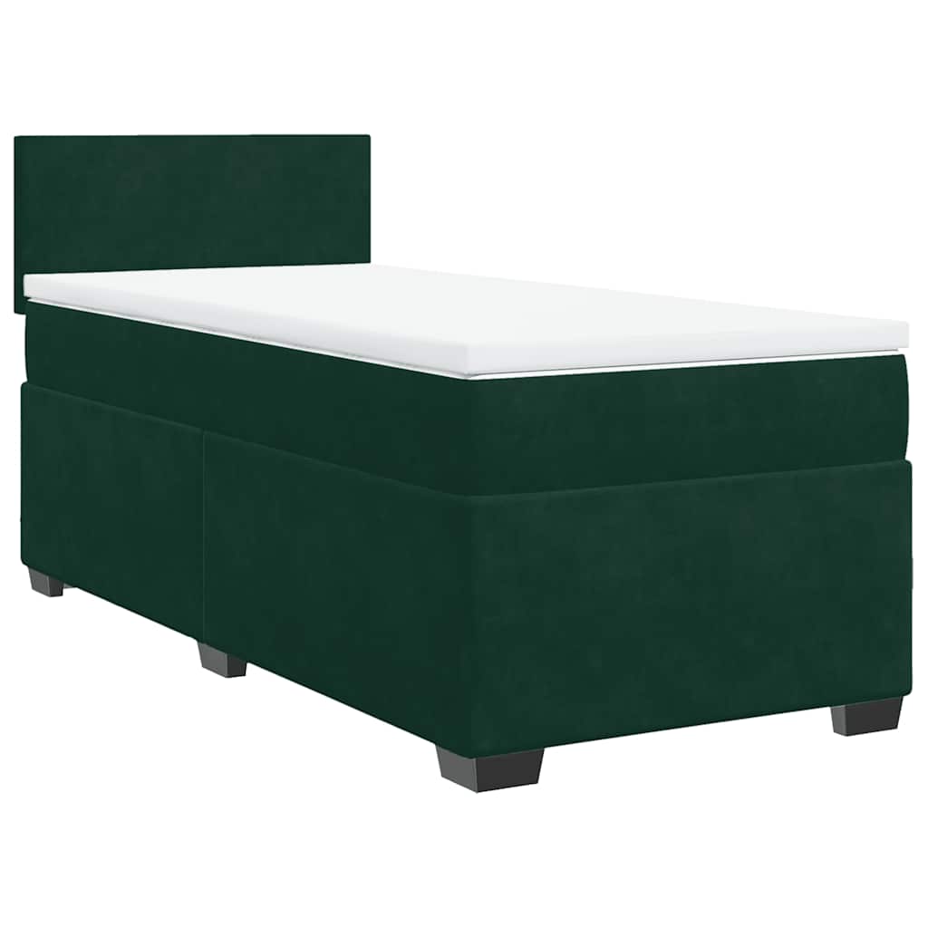 vidaXL Box spring postel s matrací tmavě zelená 90x200 cm samet