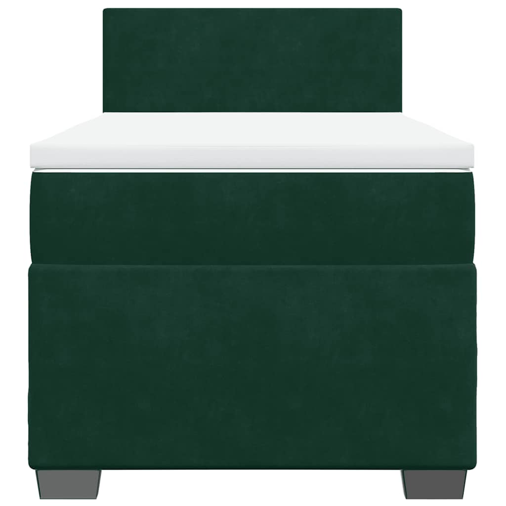 vidaXL Boxspring met matras fluweel donkergroen 90x200 cm groen, foto 4