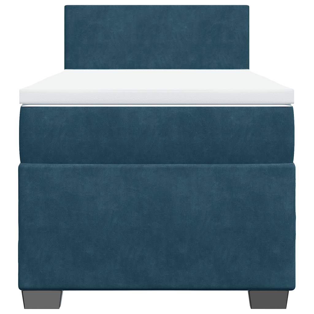 vidaXL Boxspring met matras fluweel donkerblauw 90x200 cm blauw, foto 4