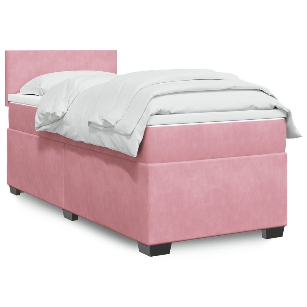 vidaXL Boxspringbett mit Matratze Rosa 90x200 cm Samt