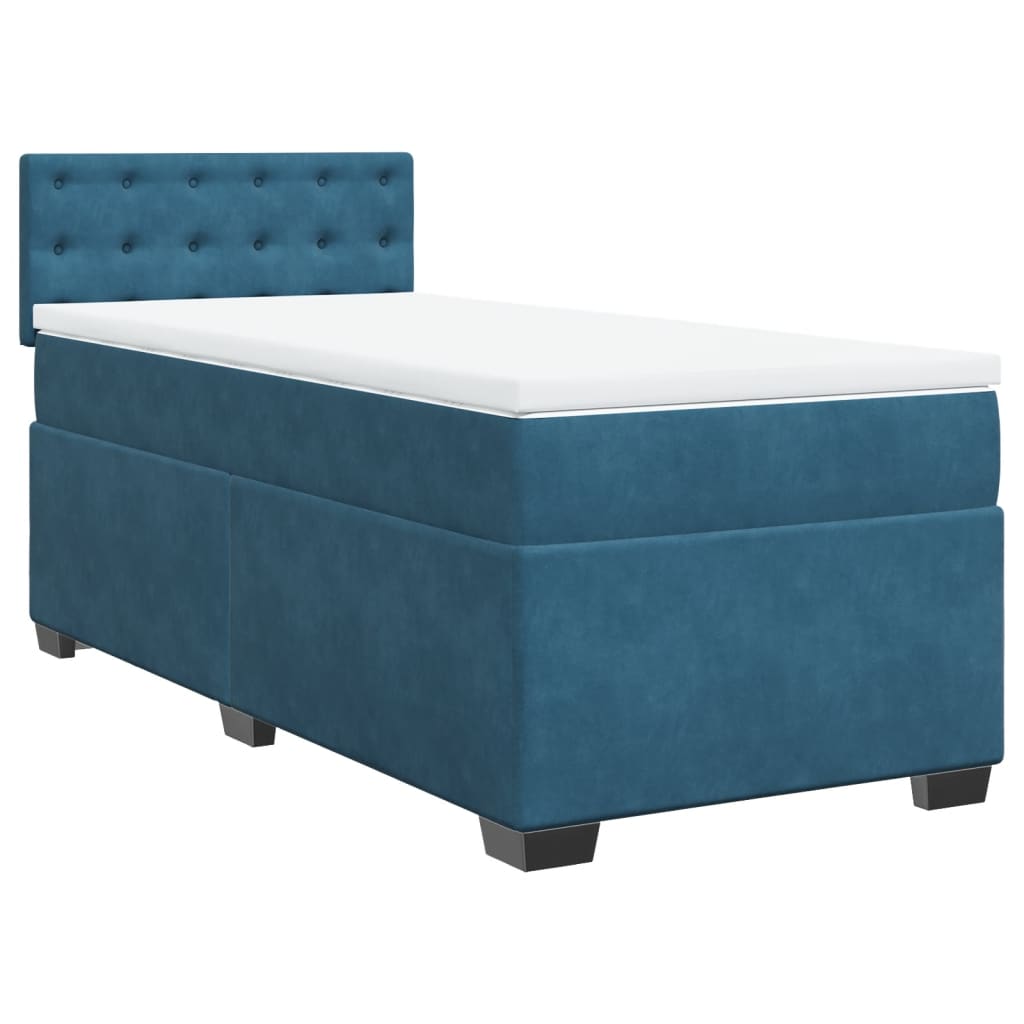 Thumbnail - vidaXL Boxspringbett mit Matratze Dunkelblau 90x200 cm Samt