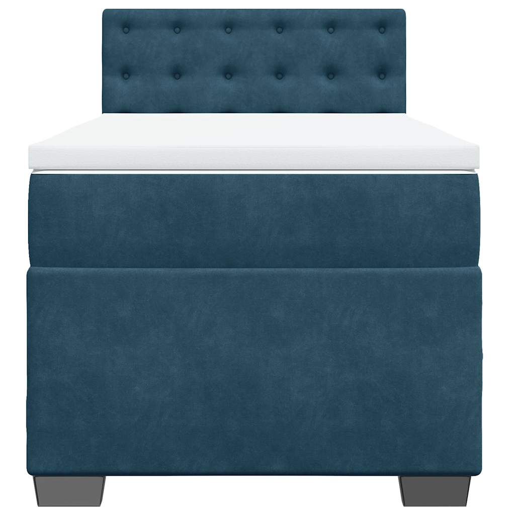 vidaXL Boxspring met matras fluweel donkerblauw 90x200 cm blauw, foto 4