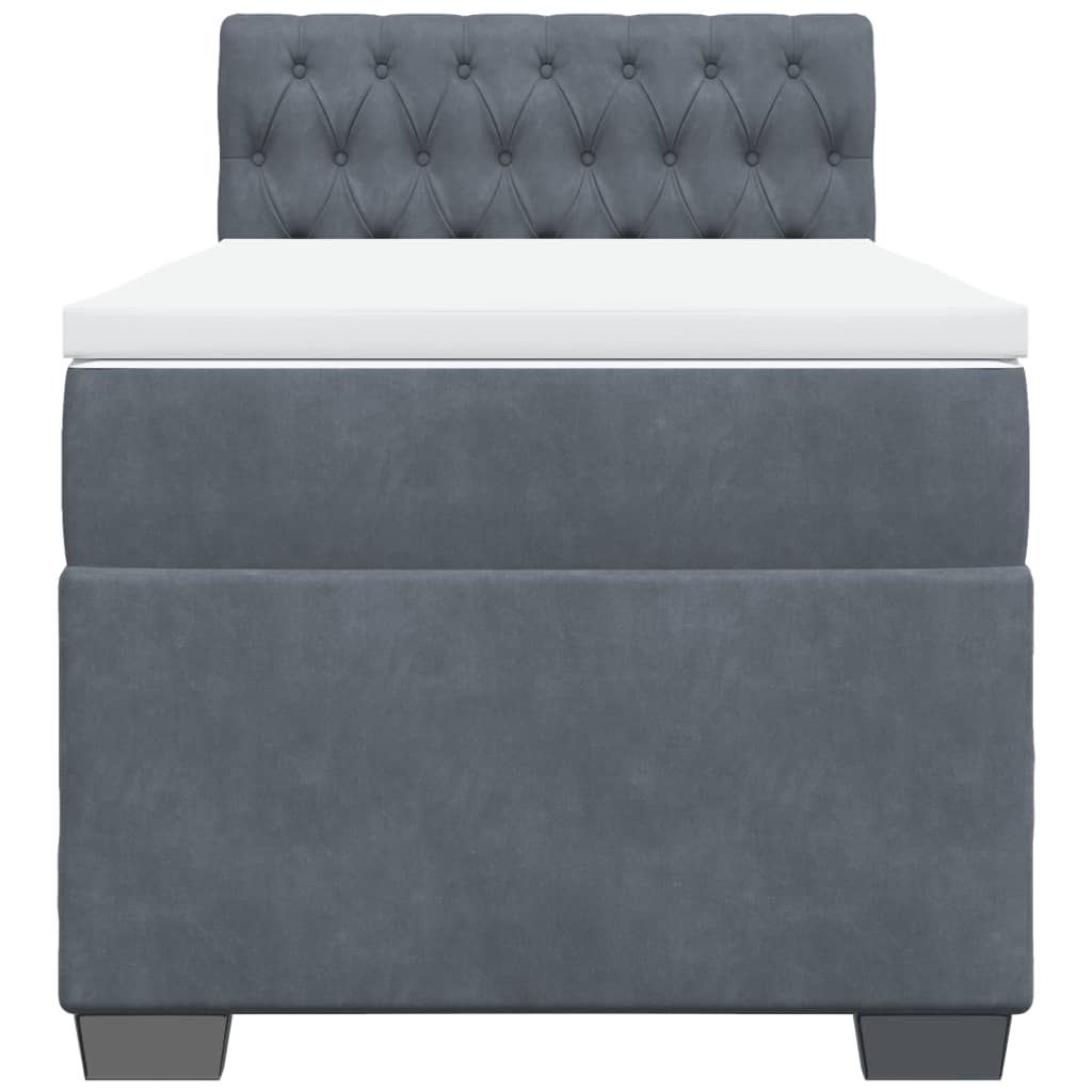 vidaXL Boxspring met matras fluweel donkergrijs 90x200 cm grijs, foto 4