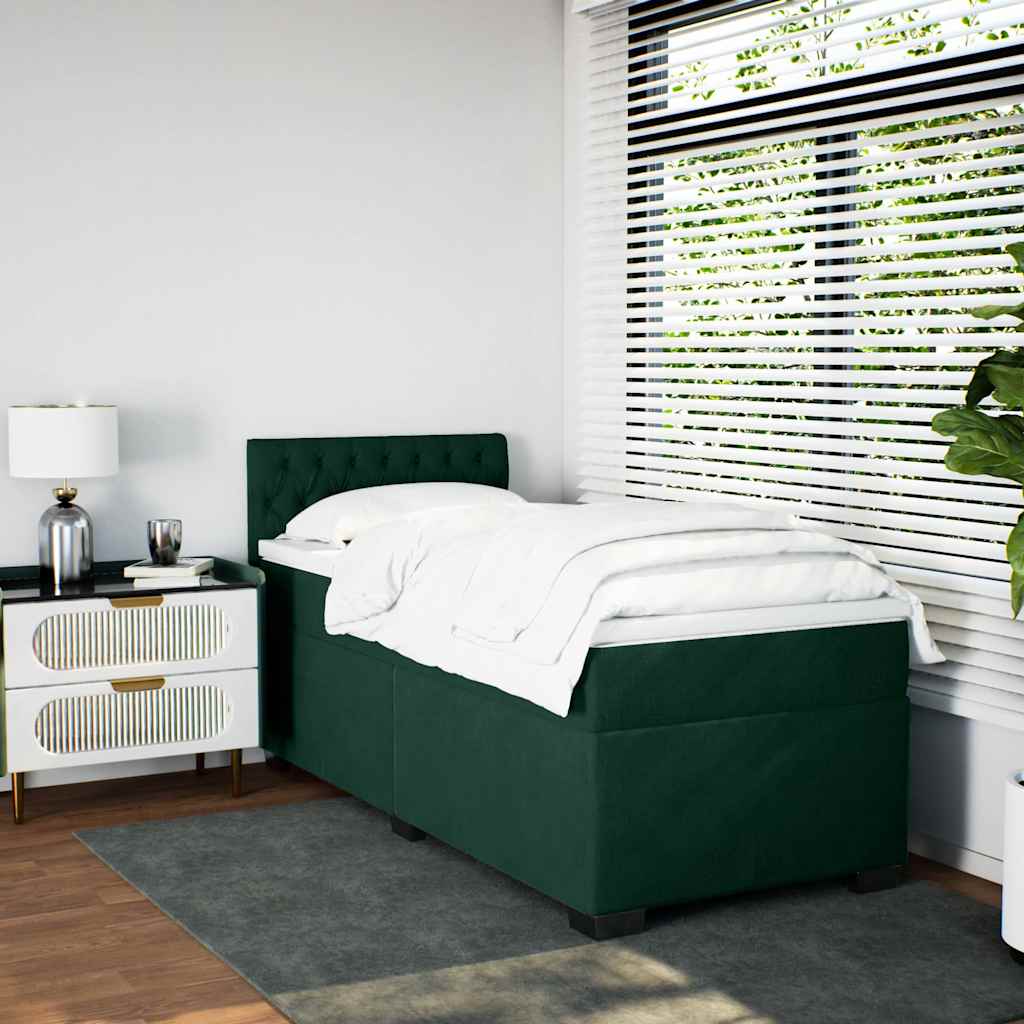 vidaXL Boxspring met matras fluweel donkergroen 90x200 cm groen, foto 2