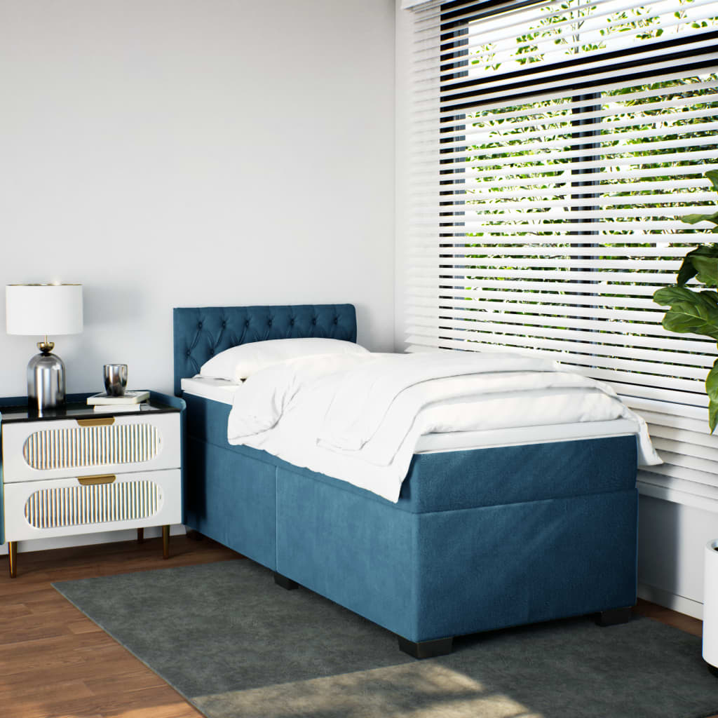 vidaXL Jenkkisänky patjalla tummansininen 90x200 cm sametti