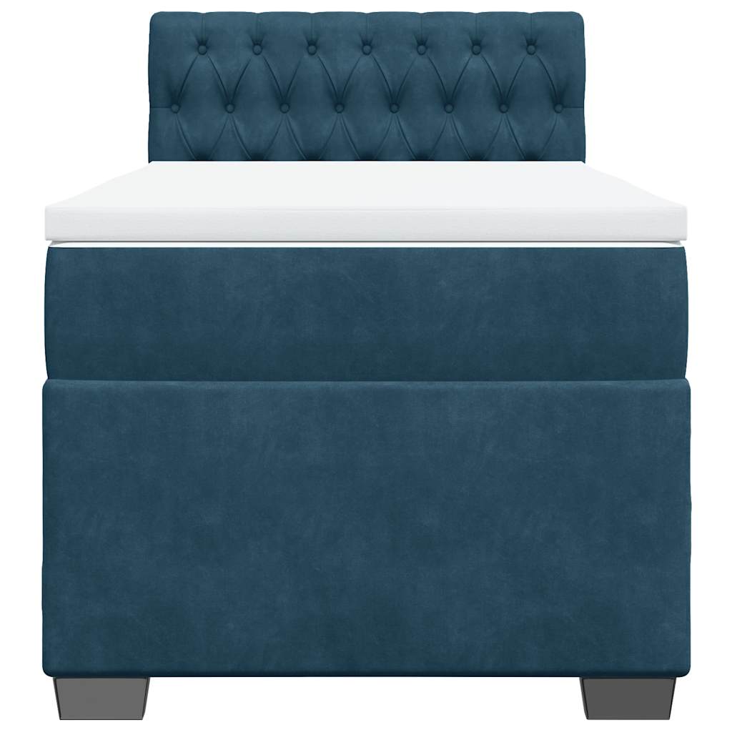 vidaXL Boxspring met matras fluweel donkerblauw 90x200 cm blauw, foto 4