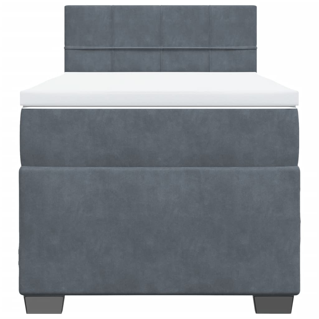 vidaXL Boxspring met matras fluweel donkergrijs 90x200 cm grijs, foto 4