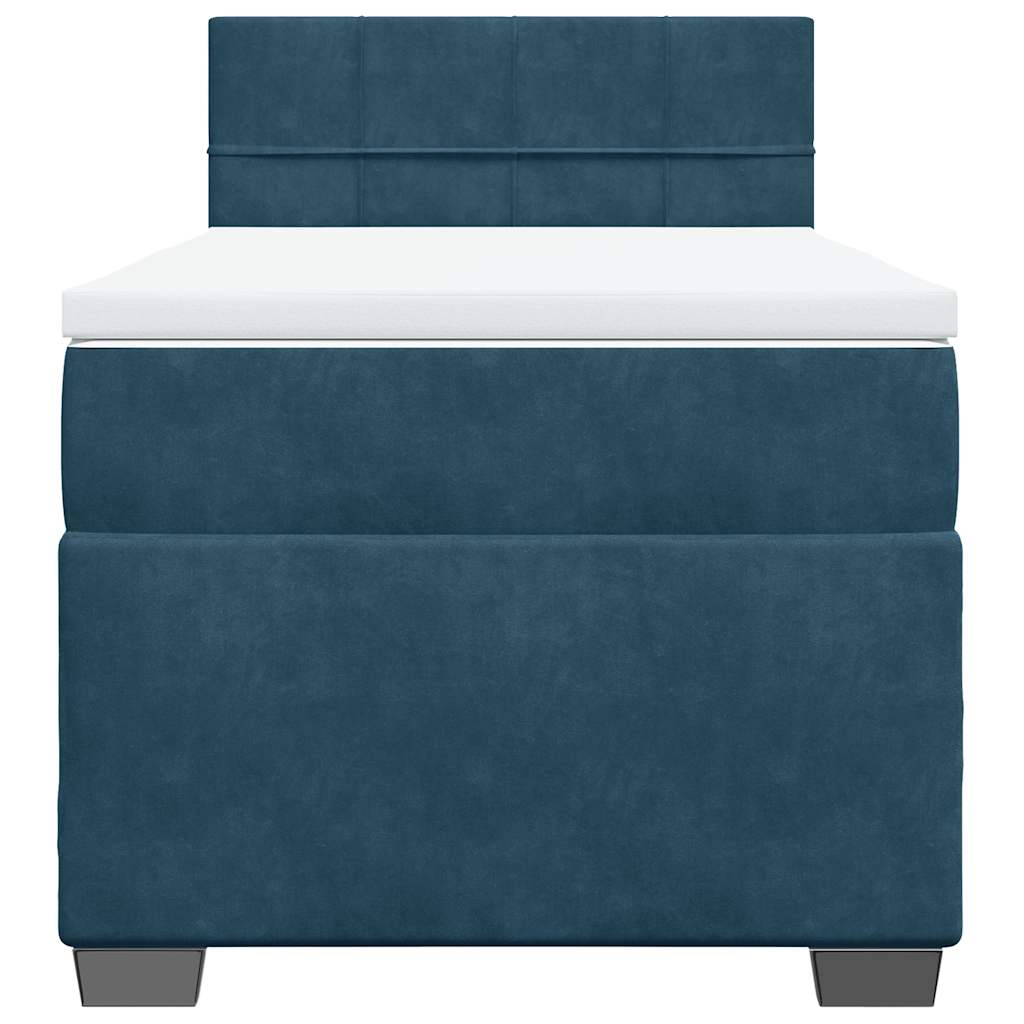 vidaXL Boxspring met matras fluweel donkerblauw 90x200 cm blauw, foto 4