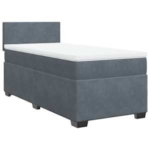 Box spring postel s matrací tmavě šedá 100x200 cm samet - obrázek 2