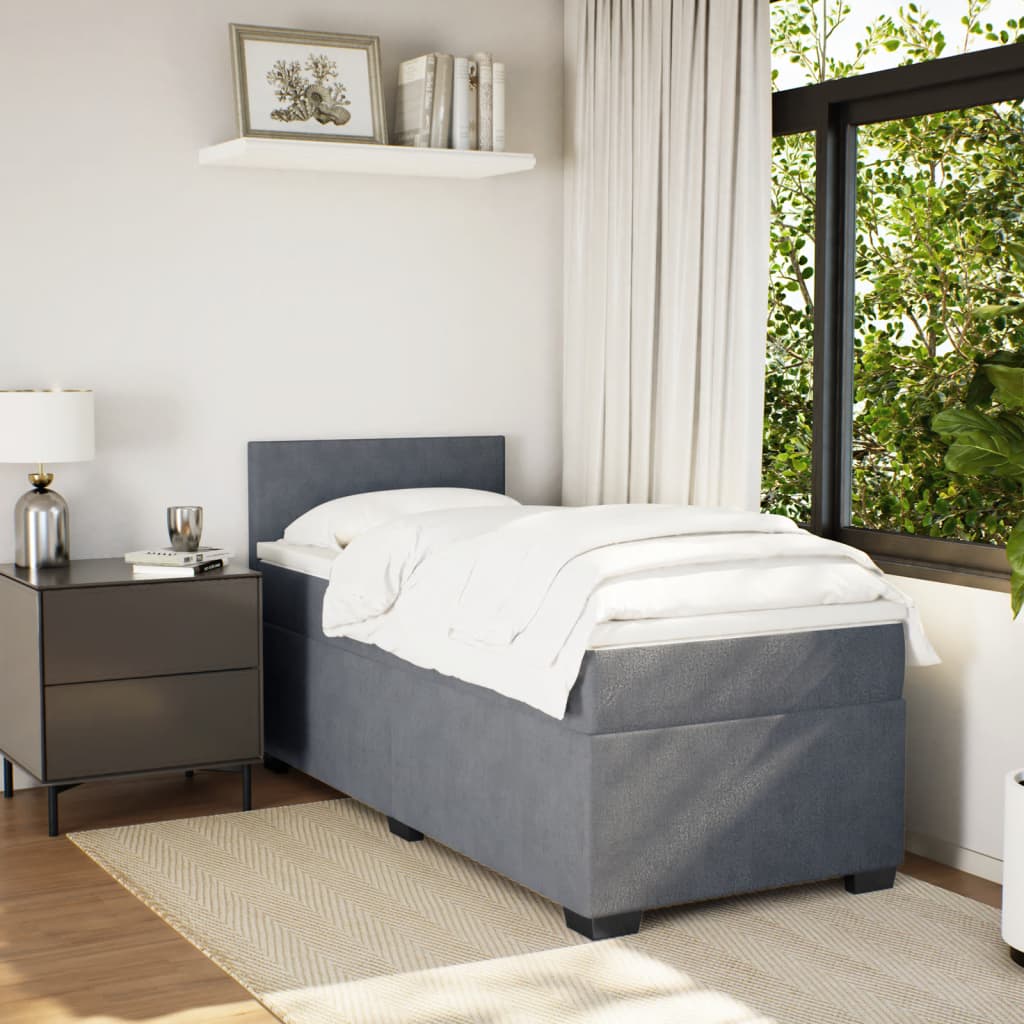 vidaXL Boxspring met matras fluweel donkergrijs 100x200 cm afbeelding