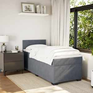 Box spring postel s matrací tmavě šedá 100x200 cm samet - obrázek 3