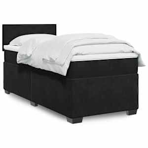 Box spring postel s matrací černá 100x200 cm samet - obrázek 1
