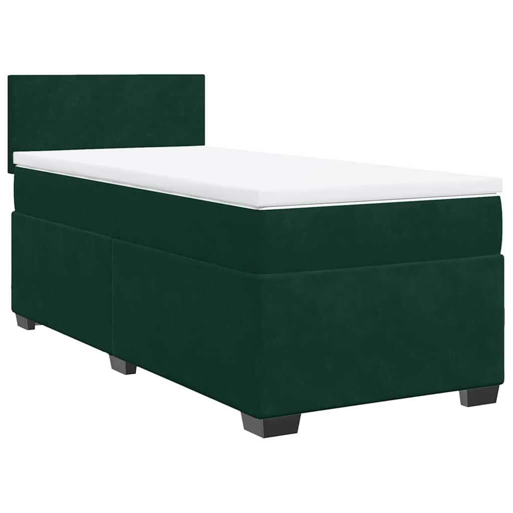 vidaXL Box spring postel s matrací tmavě zelená 100x200 cm samet