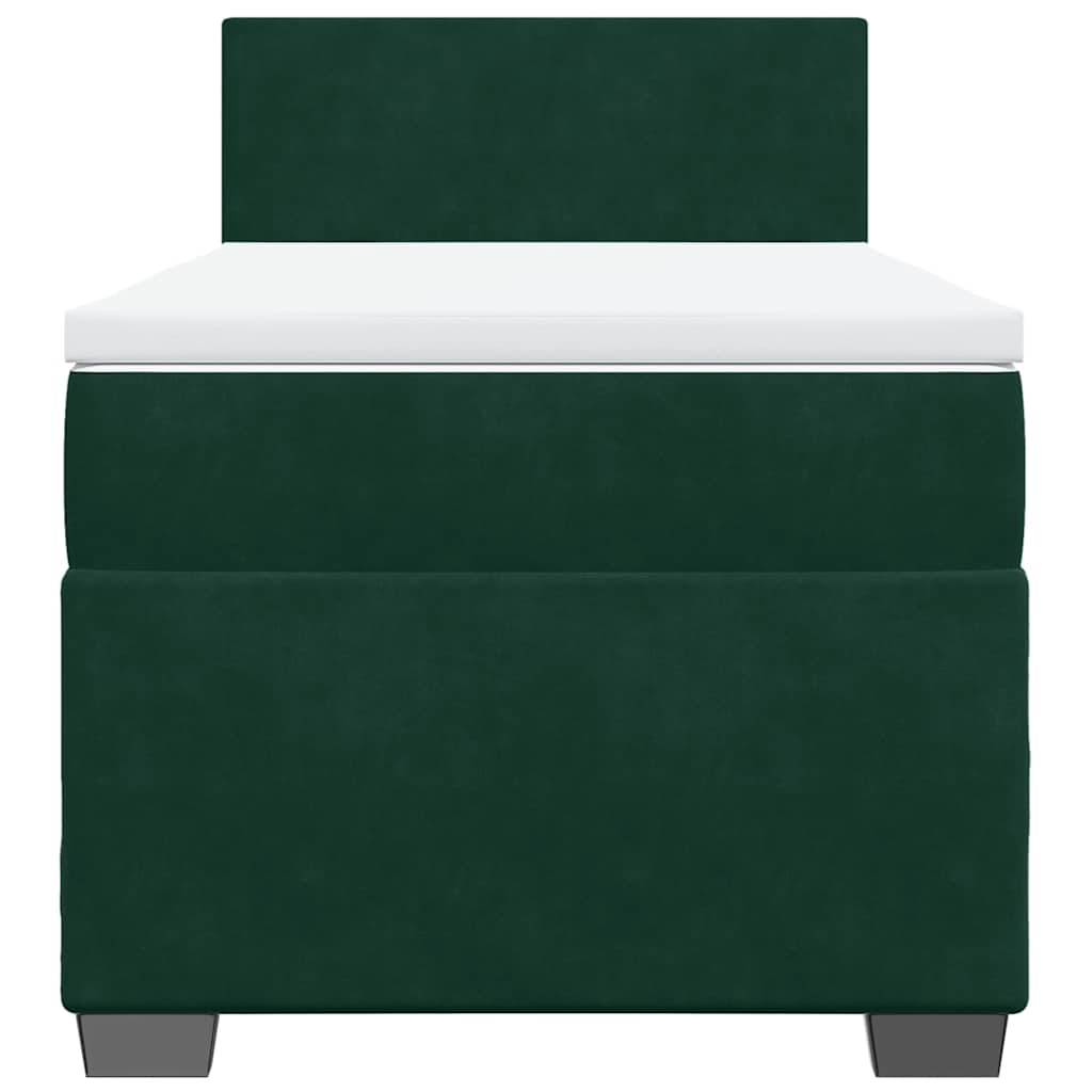 vidaXL Boxspring met matras fluweel donkergroen 100x200 cm groen, foto 4