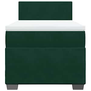 Box spring postel s matrací tmavě zelená 100x200 cm samet - obrázek 4