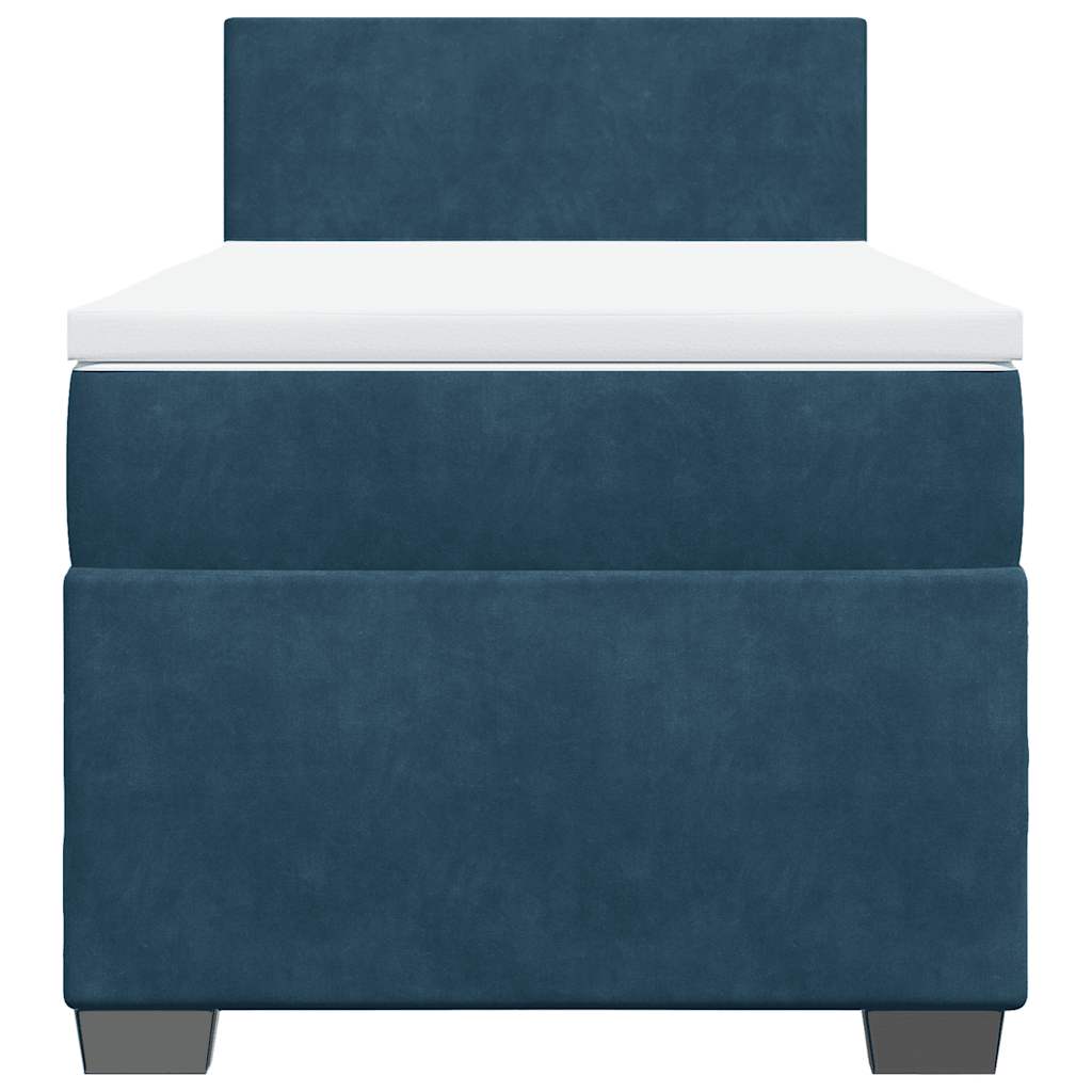 vidaXL Boxspring met matras fluweel donkerblauw 100x200 cm blauw, foto 4