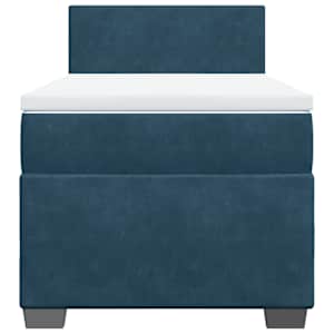 Box spring postel s matrací tmavě modrá 100x200 cm samet - obrázek 4