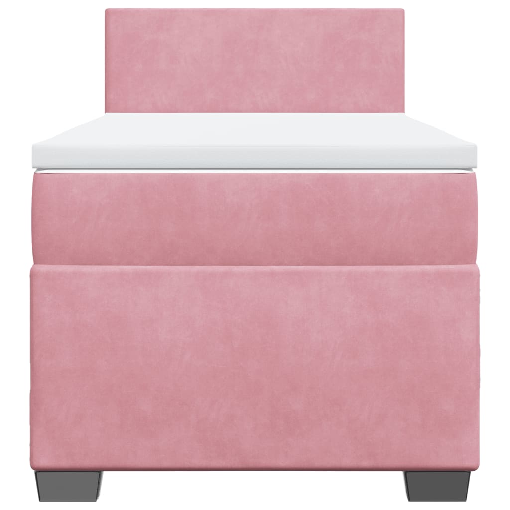 vidaXL Boxspring met matras fluweel roze 100x200 cm, foto 4