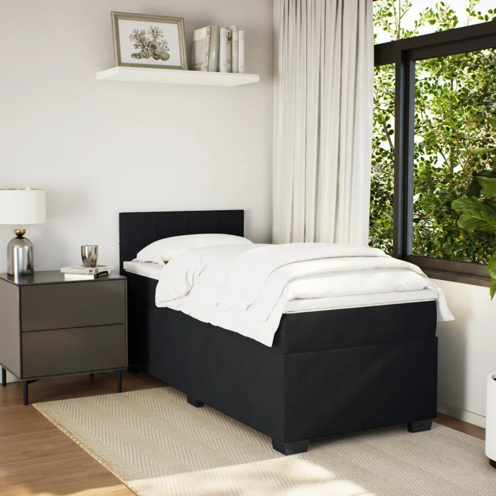 vidaXL Boxspring met matras fluweel zwart 100x200 cm afbeelding