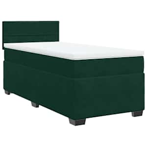 Box spring postel s matrací tmavě zelená 100x200 cm samet - obrázek 2